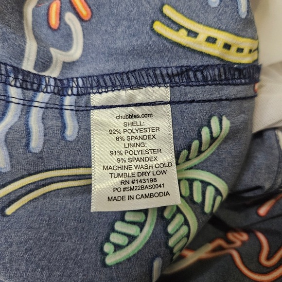 Chubbies Mens Neon Tropical Flamingo Palm Tree Swim Trunks Navy Blue XXL - Picture 10 of 11